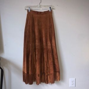 Suede Fringe Skirt